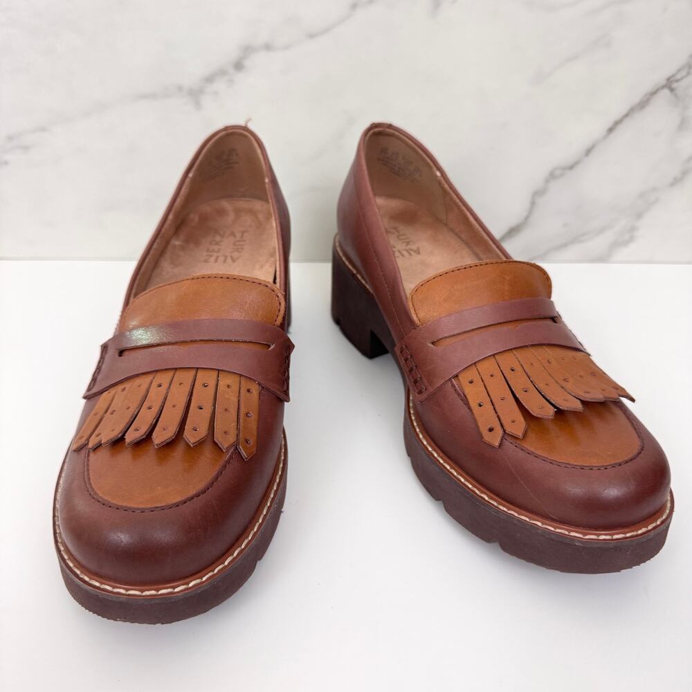 Naturalizer Womens Darcy Tassel Penny Loafer Size 9 Wide Lug Leather Brown